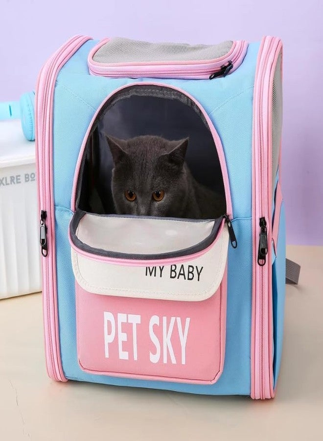 KittuPet Innovative Traveler Bubble Backpack Pet Carriers for Cats and Dogs (Blue-Pink) - Image 1